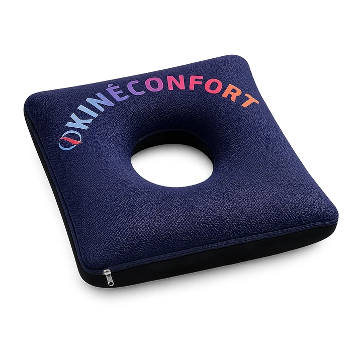 Coussin KinéConfort bleu marine, vue de trois quarts